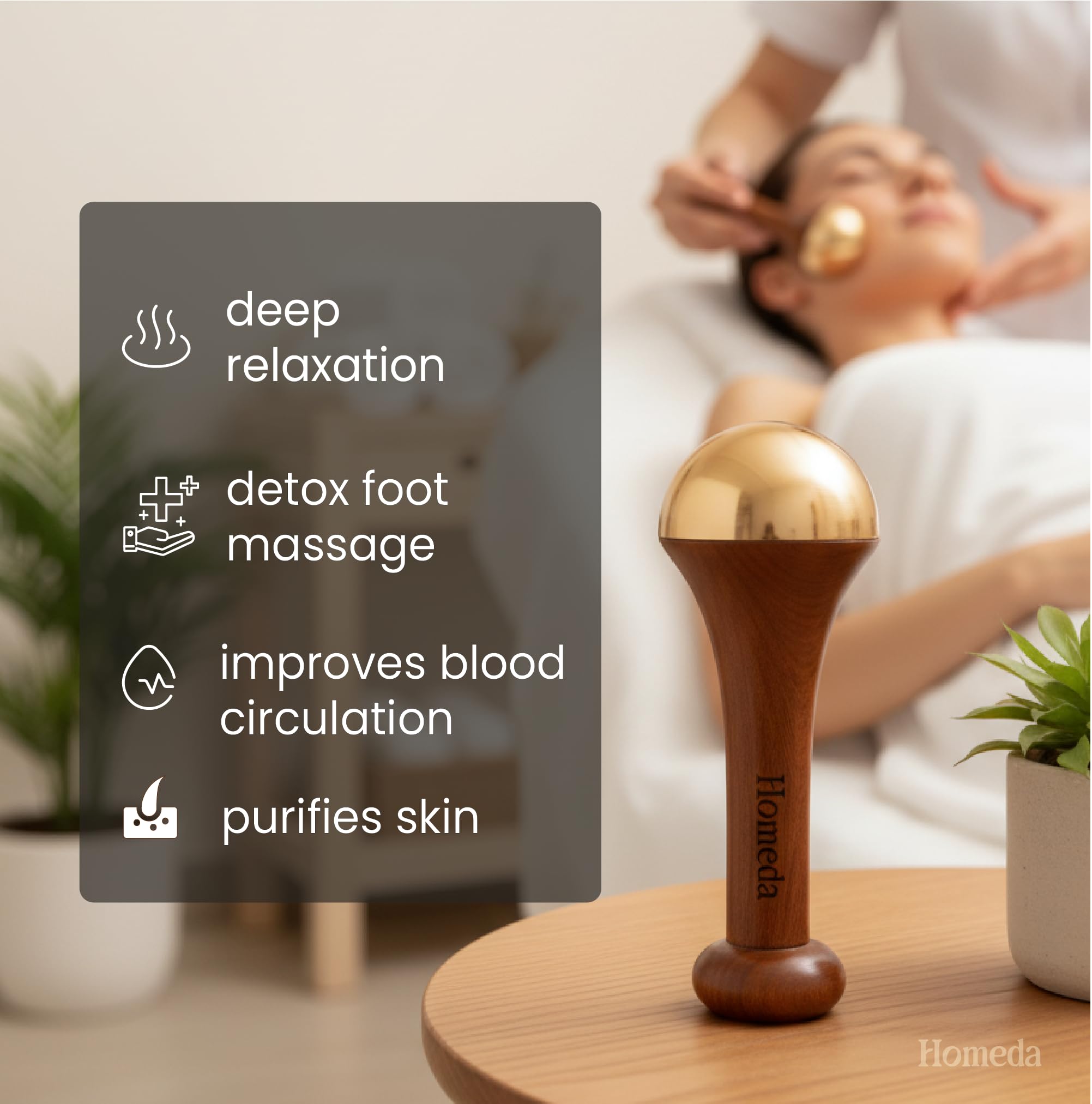Homeda Kansa Wand Ayurveda Foot Massager - Indian Skincare Tool - SWA Kansa Wand for Feet & Face Relazation, Wellness & Detox -