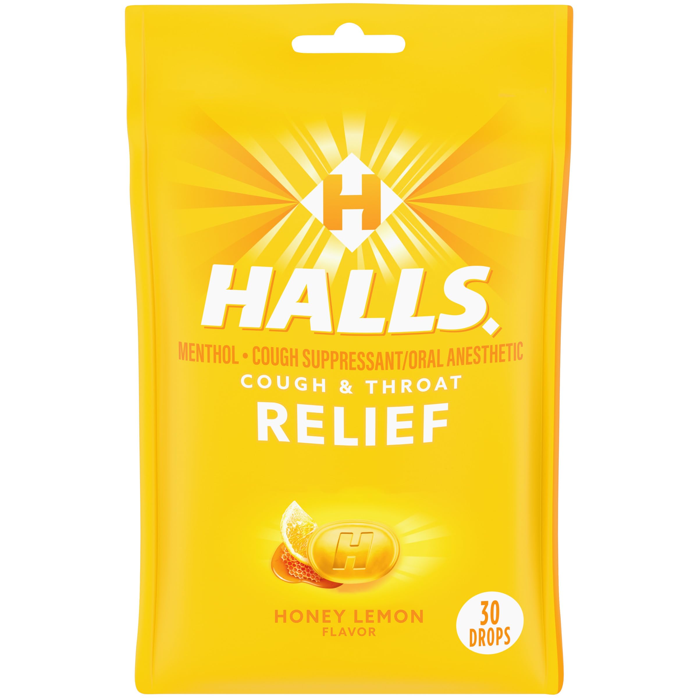 Halls Cough Drops, HoneyLemon, 30 Each
