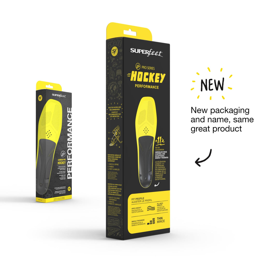 Superfeet Hockey Performance Insoles - Carbon Fiber Inserts for Hockey Skates - Professional Grade - Skate Size 7-11