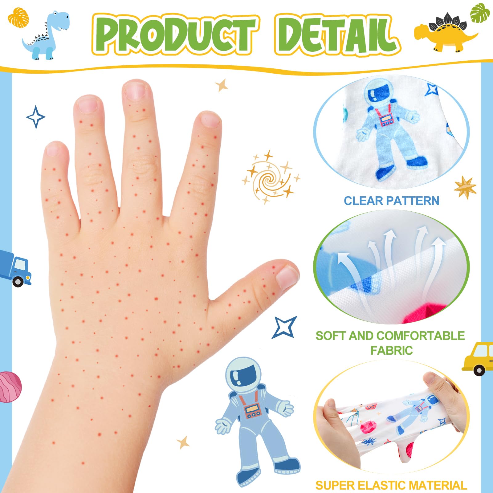 Xtinmee 20 Pairs Eczema Gloves for Kids Cotton Moisturizing Gloves for Sensitive Irritated Skin Eczema Reusable Elastic Hand Cov