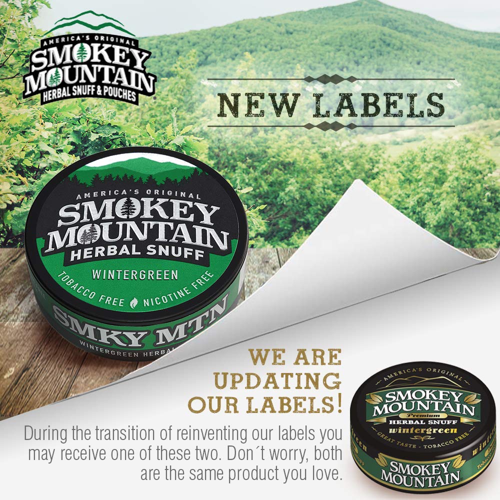Smokey Mountain Herbal Long Cut - Wintergreen - 1 Can - Tobacco Free and Nicotine Free Snuff