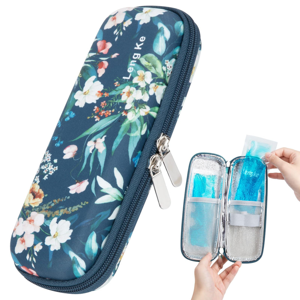 Leng Ke Insulin Cooler Travel Case TSA Approved with 2 Reusable Ice Packs, Upgraded EVA Insulin Pen Cooler Bag for Travel and Da