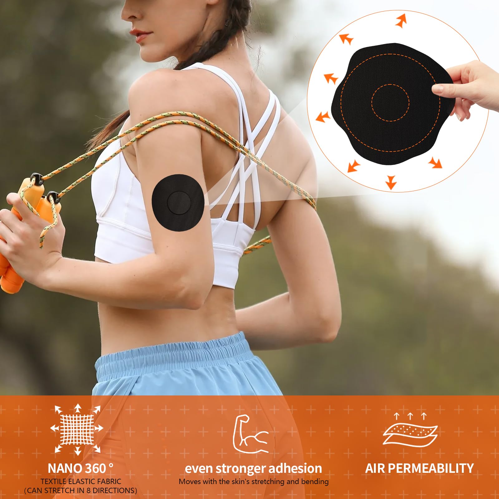 Jinyu-Sega Adhesive Patches for Freestyle Libre 1/2/3-20pcs Sensor Covers for Libre 1/2/3, Waterproof Overlay Patches, Lasts for