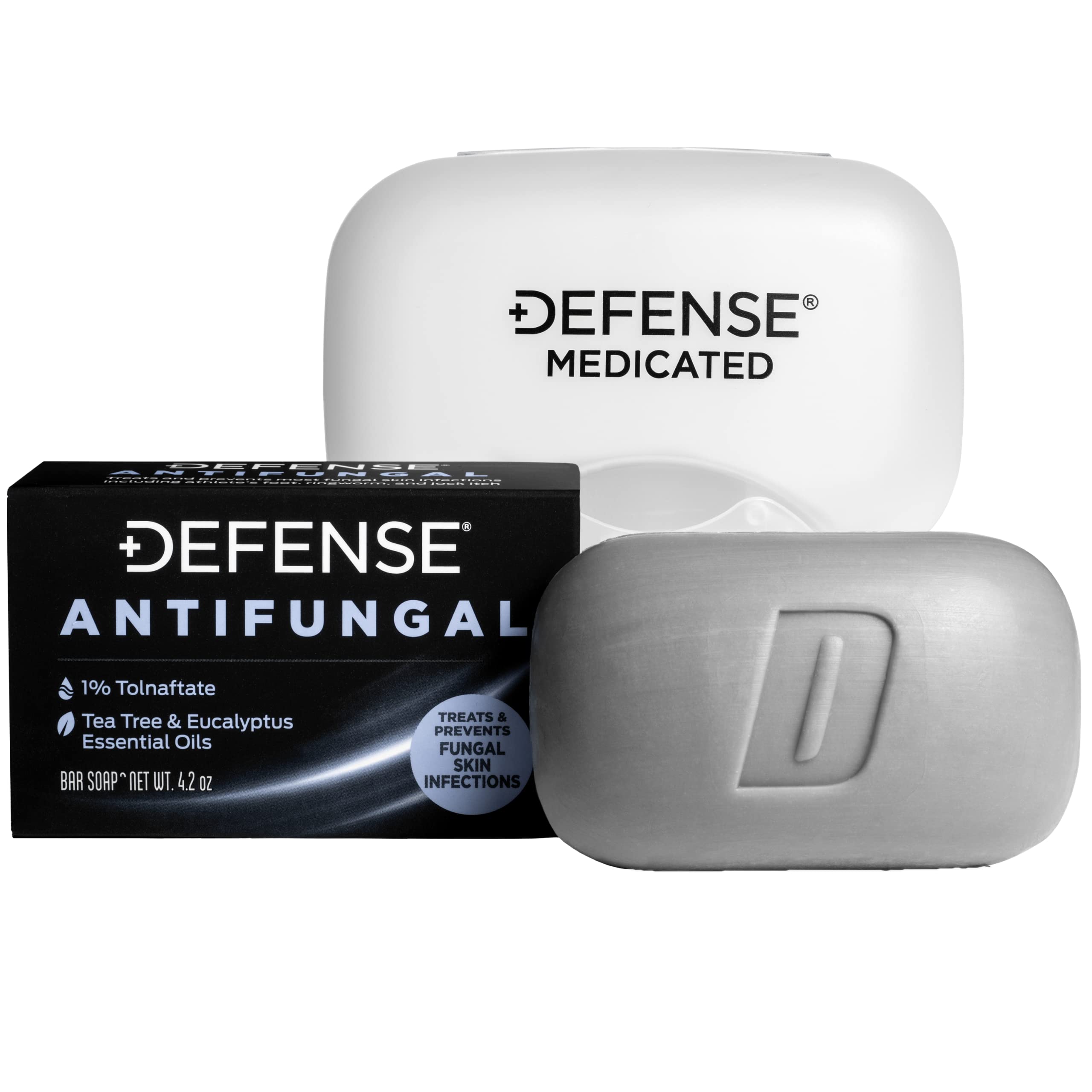 Defense Antifungal Bar Soap | Jock Itch, Ringworm, Athletes Foot, Skin Fungus | Medicated Anti Fungal Treatment (One Bar with S