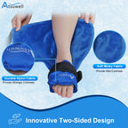 Atsuwell Ankle Ice Pack Wrap 2 Pack, Reusable Ice Packs Ankle Cold Compression, Soft Plush Lining Gel Cold Pack for Foot, Flexib