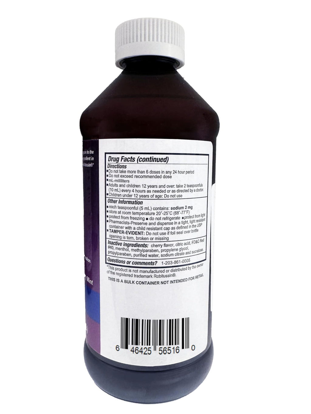 SDA LABORATORIES Tussin Guaifenesin Expectorant, Cough Medicine Oral Solution, 16 Fl Oz Liquid, Cherry Mint Flavor, Alcohol-Free