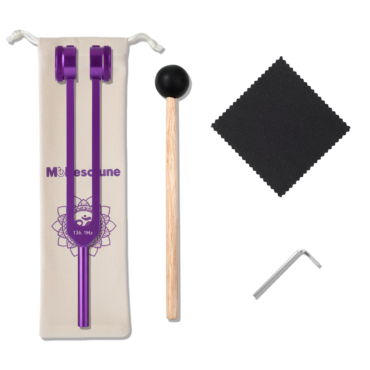 MoResolune 136.1 hz Weighted Tuning Fork for Healing Tone Therapy Purple