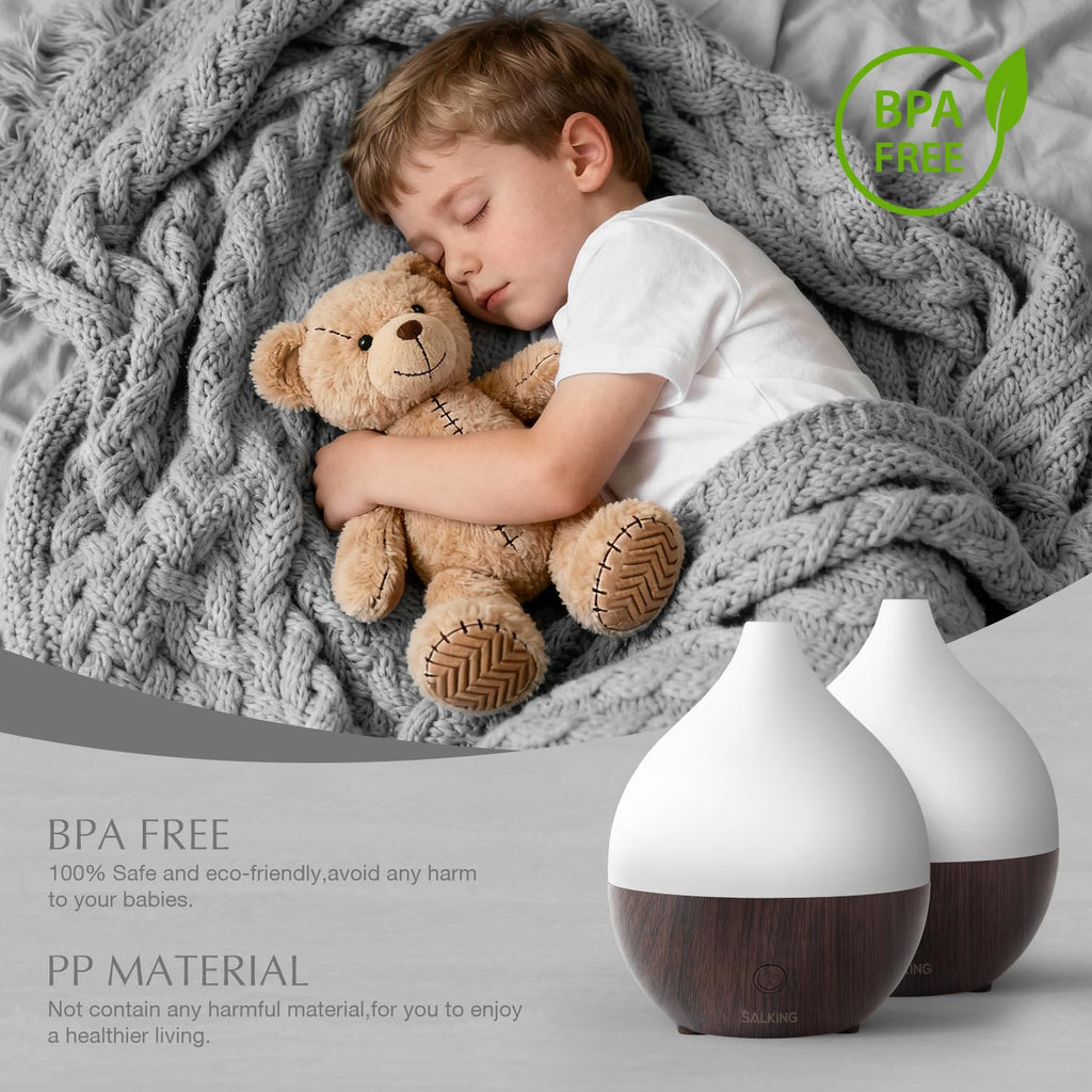 SALKING Essential Oil Diffuser (Set of 2 Dark), 100ml Small Ultrasonic Aromatherapy Diffuser for Essential Oils, Auto Shut-Off,