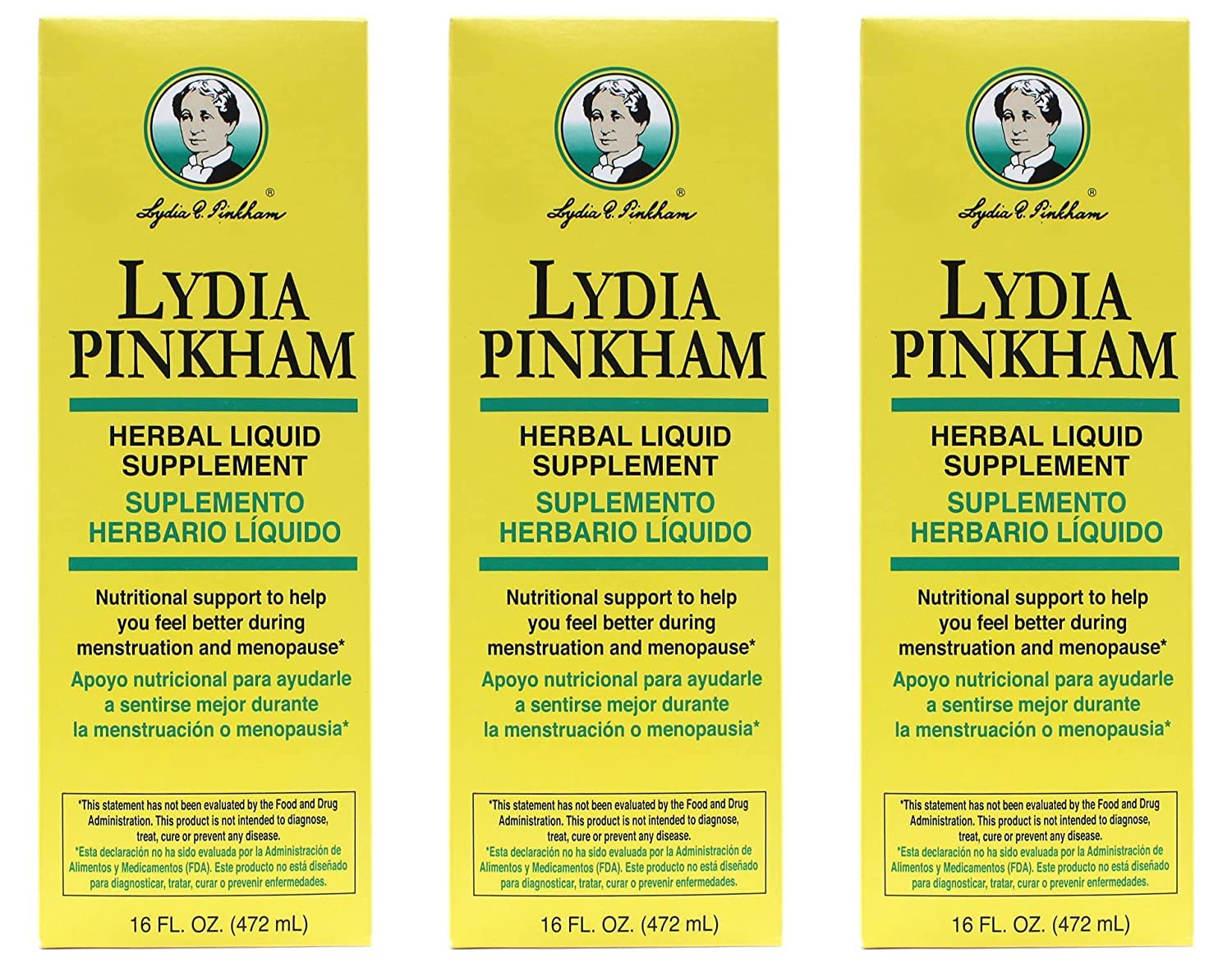 Lydia pinkham liquid to feel better during menstruation and menopause - 16 oz, 3 pack