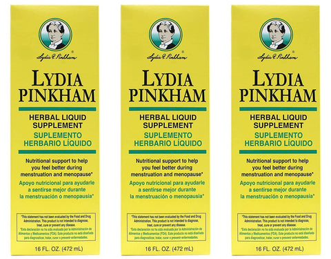 Lydia pinkham liquid to feel better during menstruation and menopause - 16 oz, 3 pack