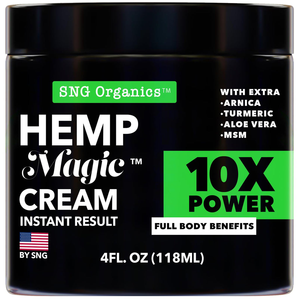 Hemp Cream Maximum Strength (4oz) Hemp Oil & Arnica, Soothes Discomfort on Joint Muscle Shoulder Hip Neck Knee & Back Support. A