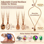 Crystals Necklace Holders and Healing Stones Set, 6Pcs Adjustable Crystal Cage with 7 Chakra Crystals and Healing Stones for Yog