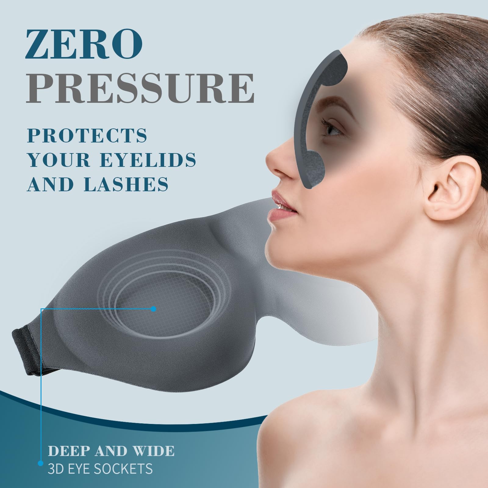 ZGGCD 3D Sleep Mask for Side Sleeper, Light Blocking Sleeping Eye Mask for Women Men, Contoured Cup Night Blindfold, Luxury Eye