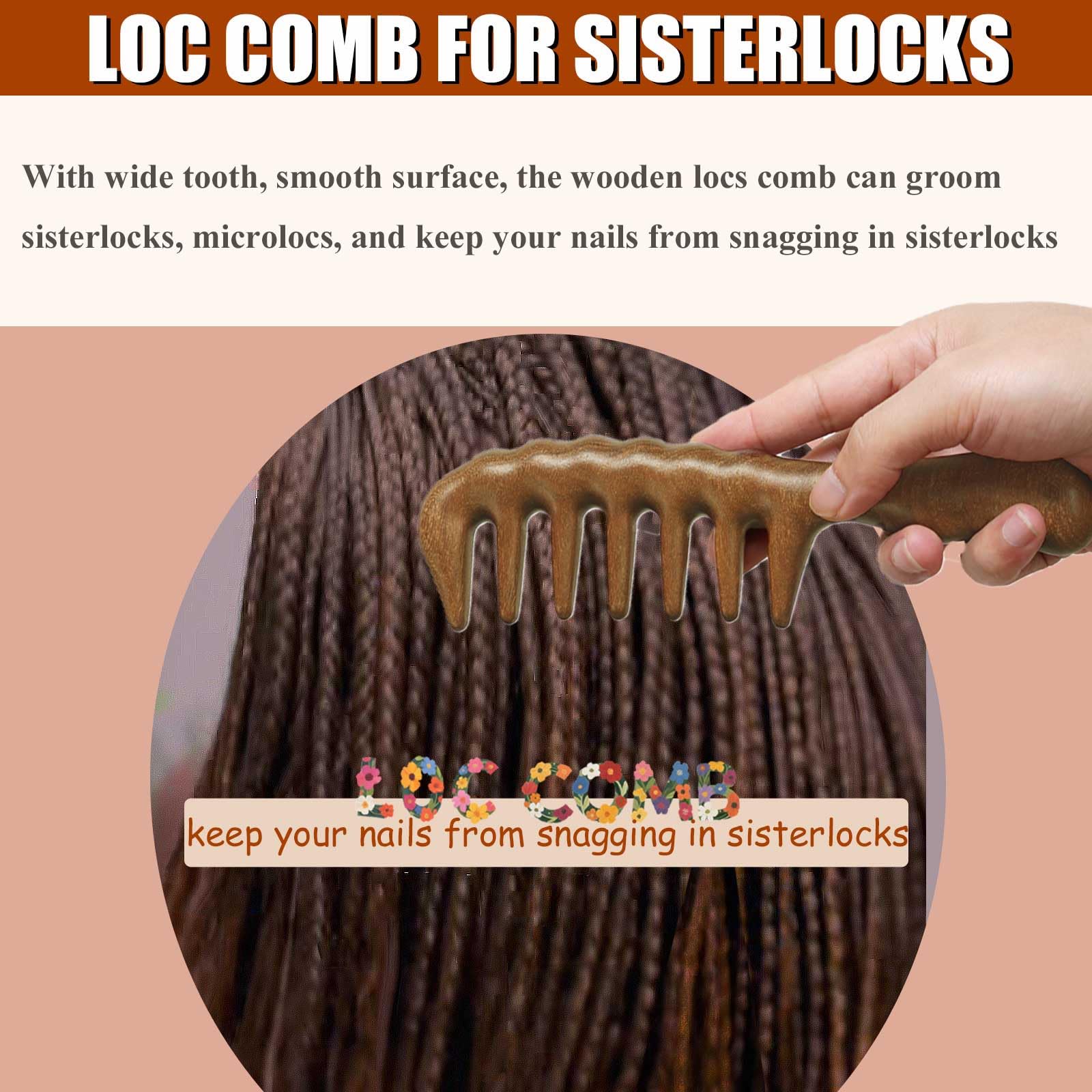 Moreinday Massage Comb - Wooden Scalp Massager and Gua Sha for Hair Growth, Green Sandalwood Loc Comb for Women and Men