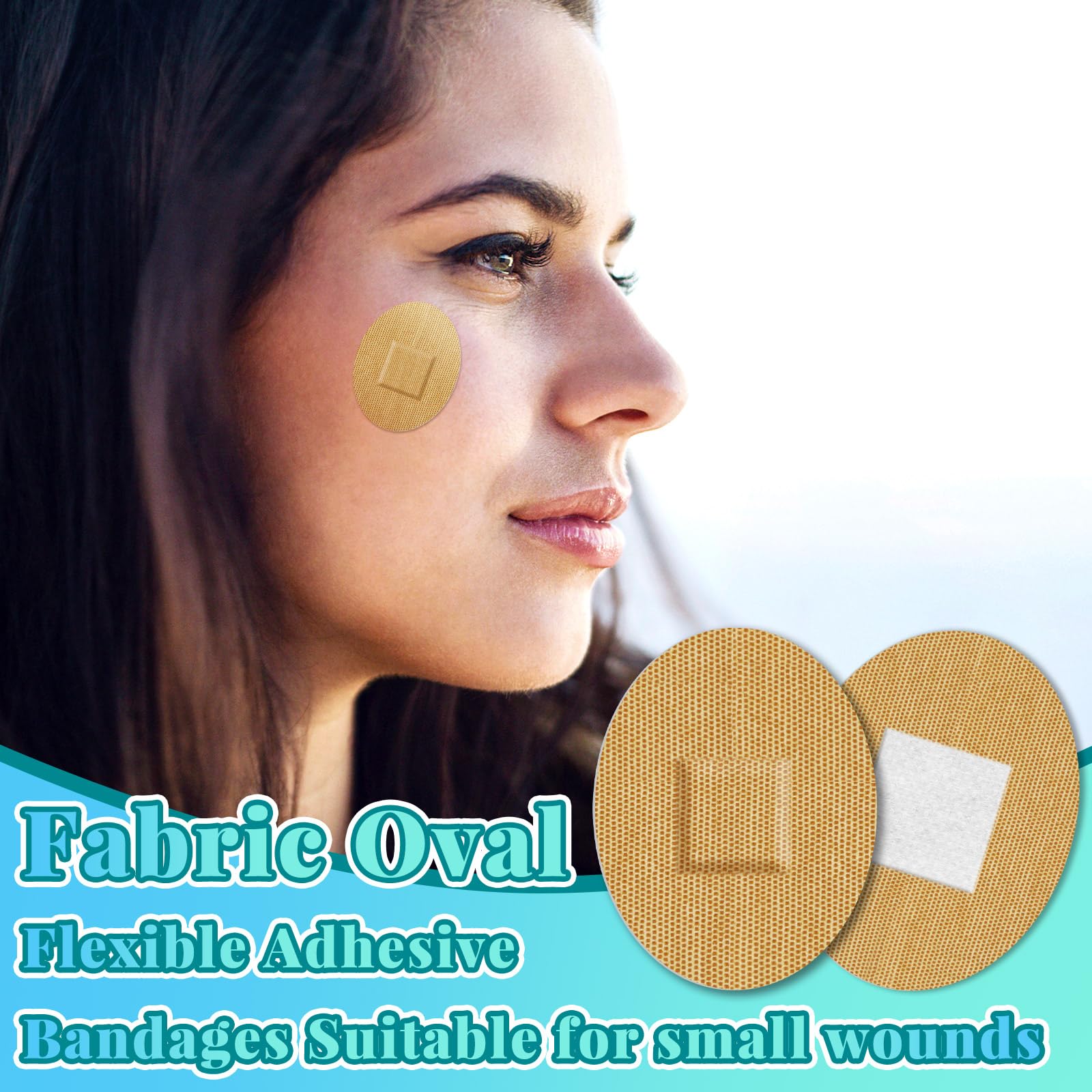 Funtery 200 Pcs 1 x 1 1/4 Adhesive Spot Bandage Round Fabric Adhesive Circular Small Face Bandages with Non Stick Pad Latex