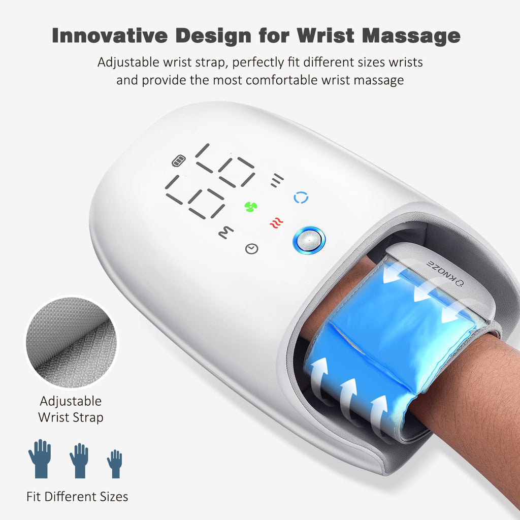 KNQZE Hand Massager with Heat and Compression, Rechargeable Touchscreen Massager with Roller Kneading for Wrist, Carpal Tunnel a