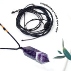 Runyangshi Dream Amethyst Healing Crystal Pendants, Double Pointed Natural Crystal Quartz Necklace 6 Faceted Chakra Crystal Wand
