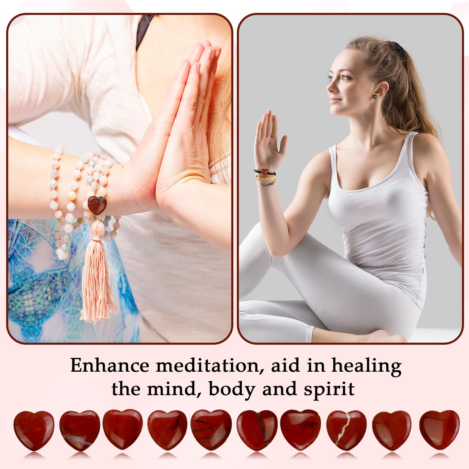 Gerrii 50 Pcs Heart Healing Stone Bulk Quartz Heart Inspirational Stones Valentines Day Gift for Women Love Pocket Polished Natu