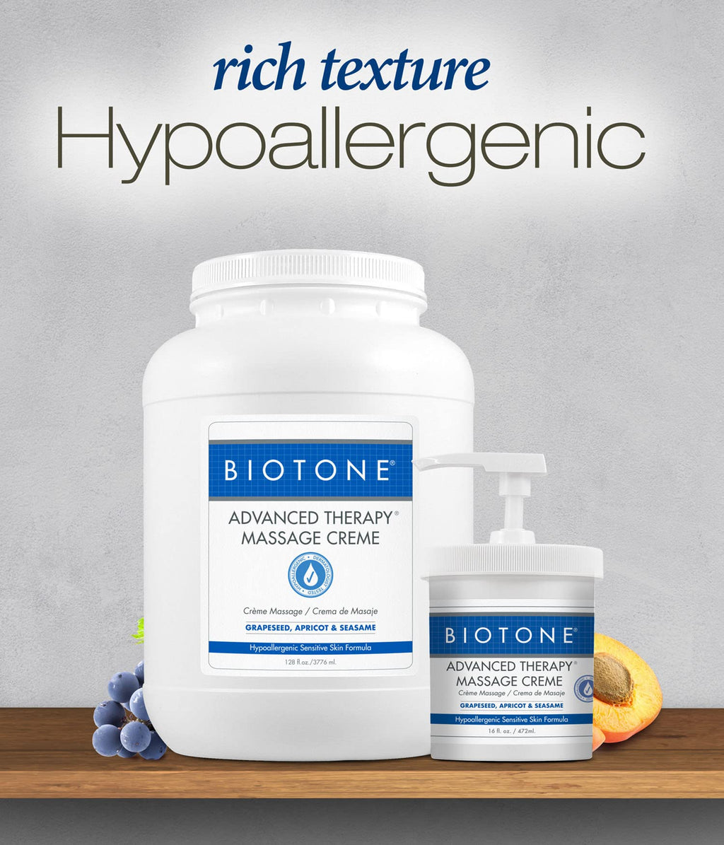 BIOTONE Advanced Therapy Massage Creme, Hypoallergenic and Fragrance-Free, Ideal Glide and Workability, Less Reapplications, Non