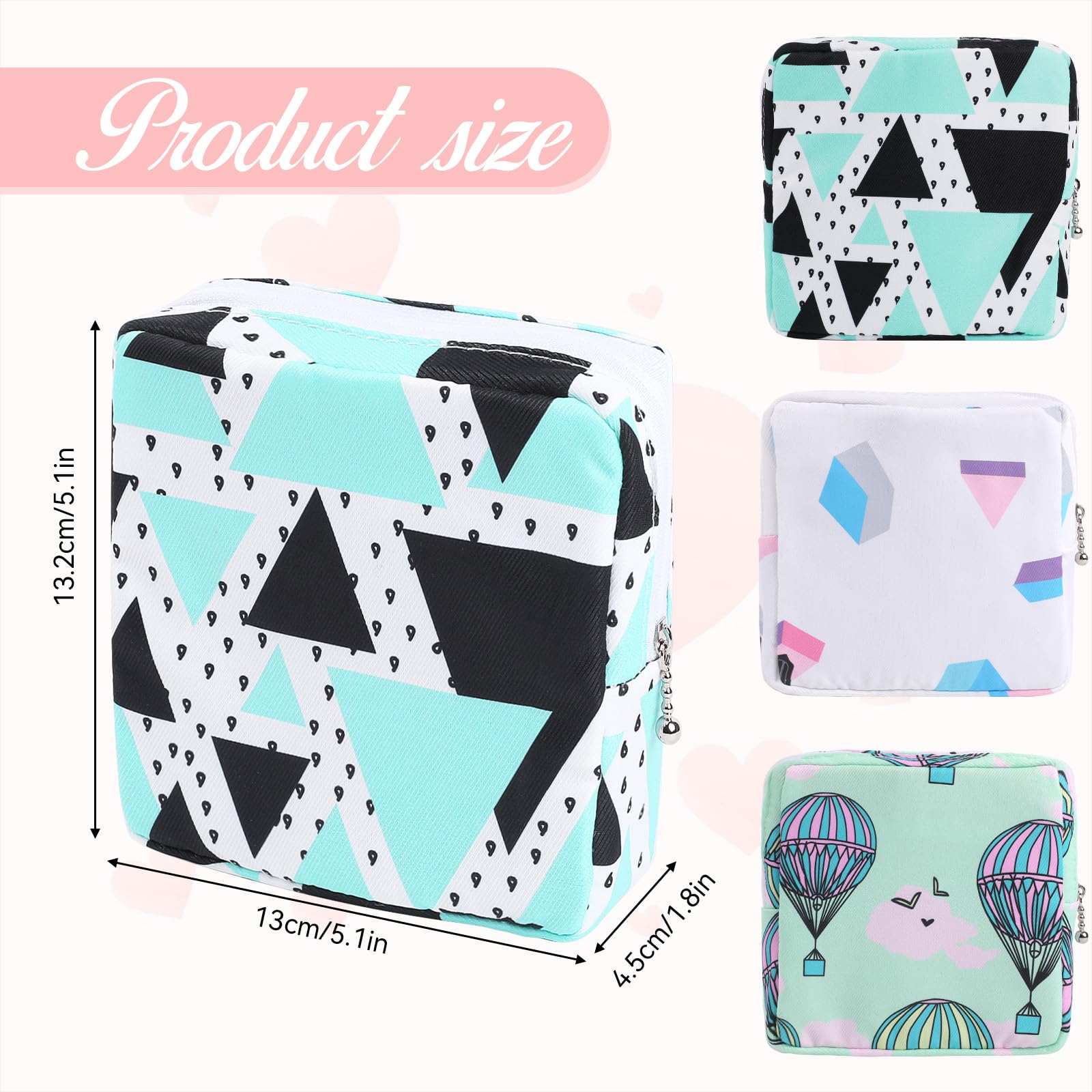Vin Beauty 3pcs Period Bag,Period Pouch,Sanitary Napkin Storage Bag, Portable Reusable Menstrual Pads Bags,Tampon Storage Pouch