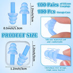TrelaCo 100 Pairs Ear Plugs Bulk, NRR 29dB Reusable Silicone Ear Plugs with Plastic Cases Soft Foam for Sleeping Noise Cancellin