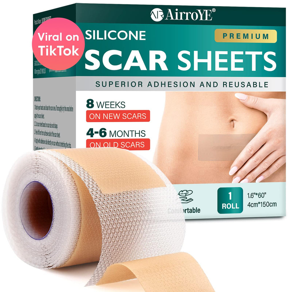 Silicone Scar Sheets,Silicone Scar Tape(1.6''x 60'' Roll-1.5M), Reusable and Effective Scar Removal Sheets, Silicone Scar Remova