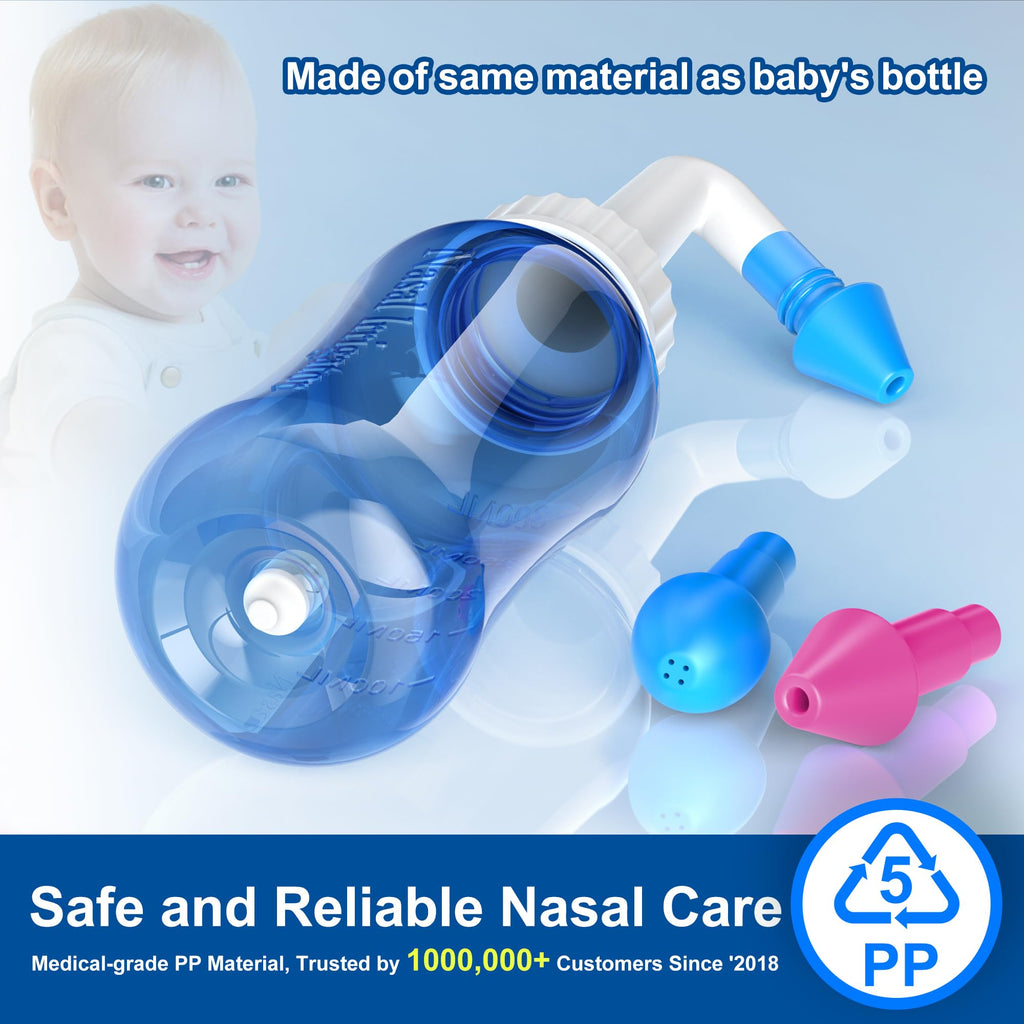 MAOEVER Neti Pot Sinus Rinse Bottle with 100 Nasal Wash Salt Packets Nose Wash Cleaner Pressure Rinse Nasal Irrigation for Adult