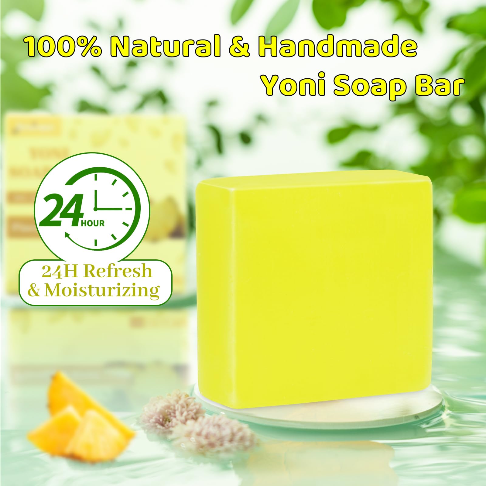Yoni Oil Yoni Soap Bar Feminine Wash Set, Organic Pineapple Juicy Body Oil Handmade Yoni Bar Soaps for Women Ph Balance, Vagina