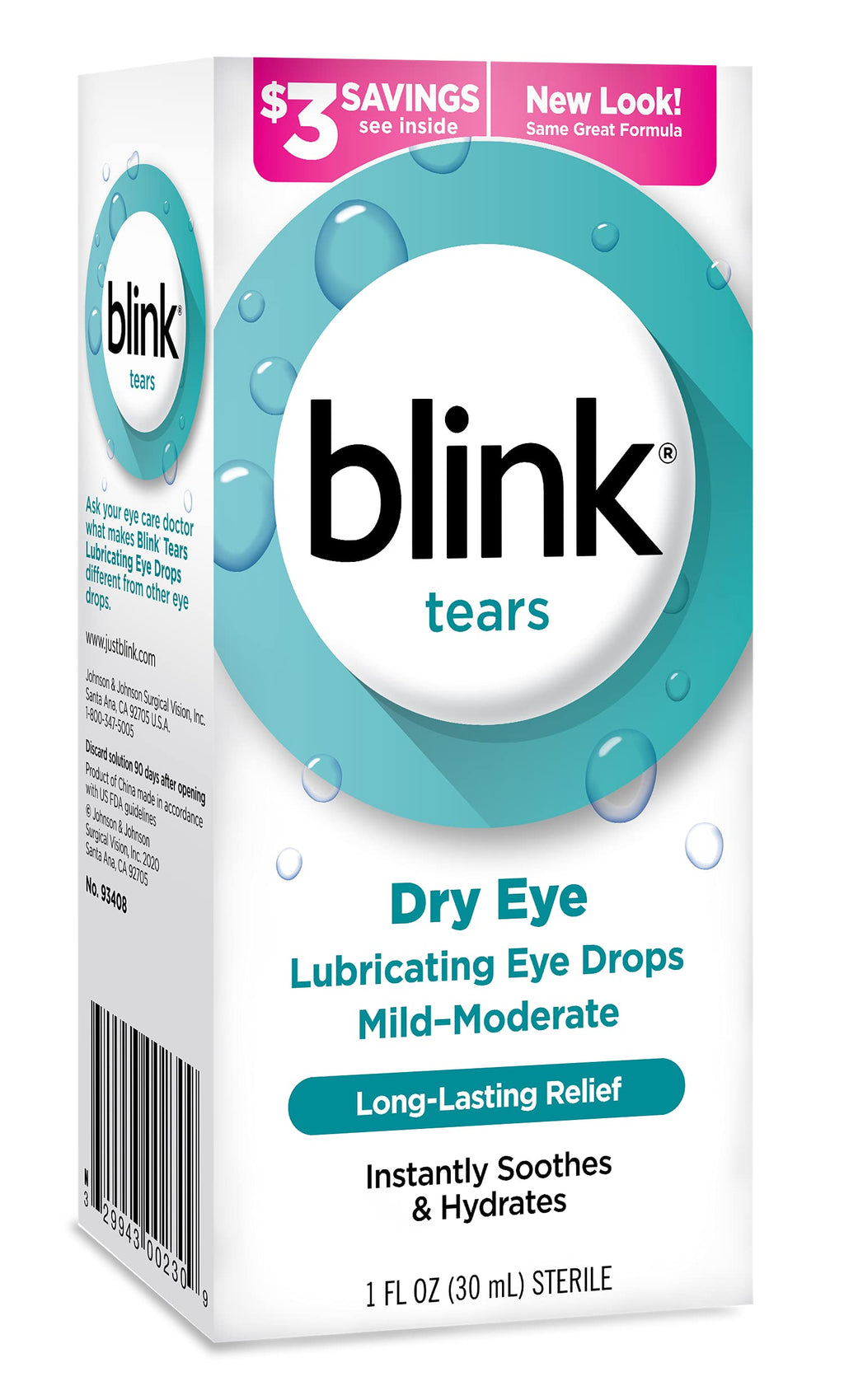 blink Tears Lubricating Eye Drops Mild-Moderate Dry Eye 30 mL (Pack of 2)