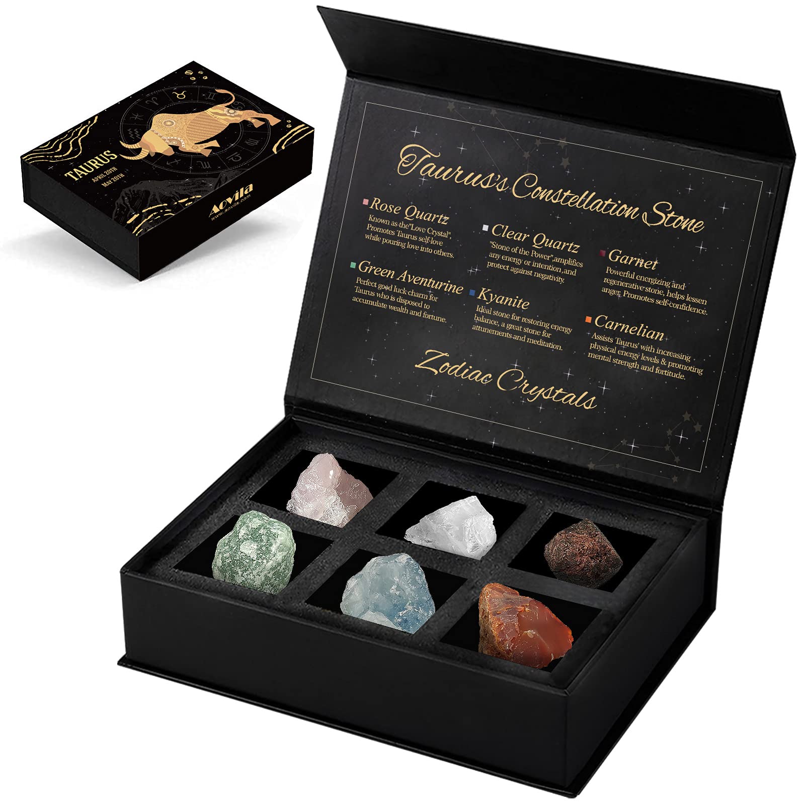 Taurus Crystals Gift Set, Zodiac Signs Healing Crystals Birthstones with Horoscope Box Set Taurus Astrology Crystals Healing Sto
