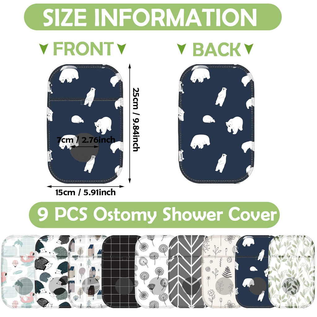 Weewooday 9 Pcs Ostomy Bag Covers Waterproof Ostomy Shower Cover Lightweight Colostomy Bags Reusable Washable Wrap with Adjustab