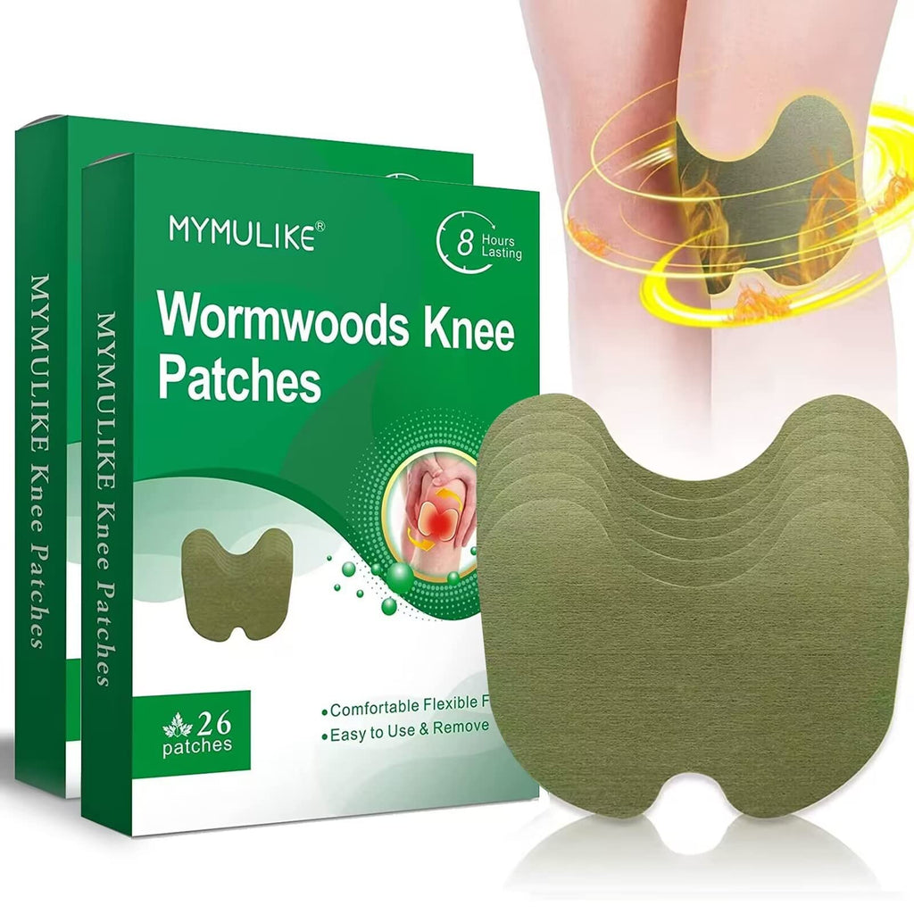 MYMULIKE 52 Count Knee Patches, Warming Herbal Patches for Long Lasting Reducing of Joint Uncomfortable, Wormwood Extract Sticke