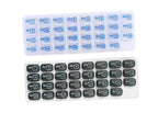 AM/PM 31 Day Monthly Pill Organizer Holder with Removable Medication Pods and Bonus Medical Alert Card - Blue for Morning & Grey