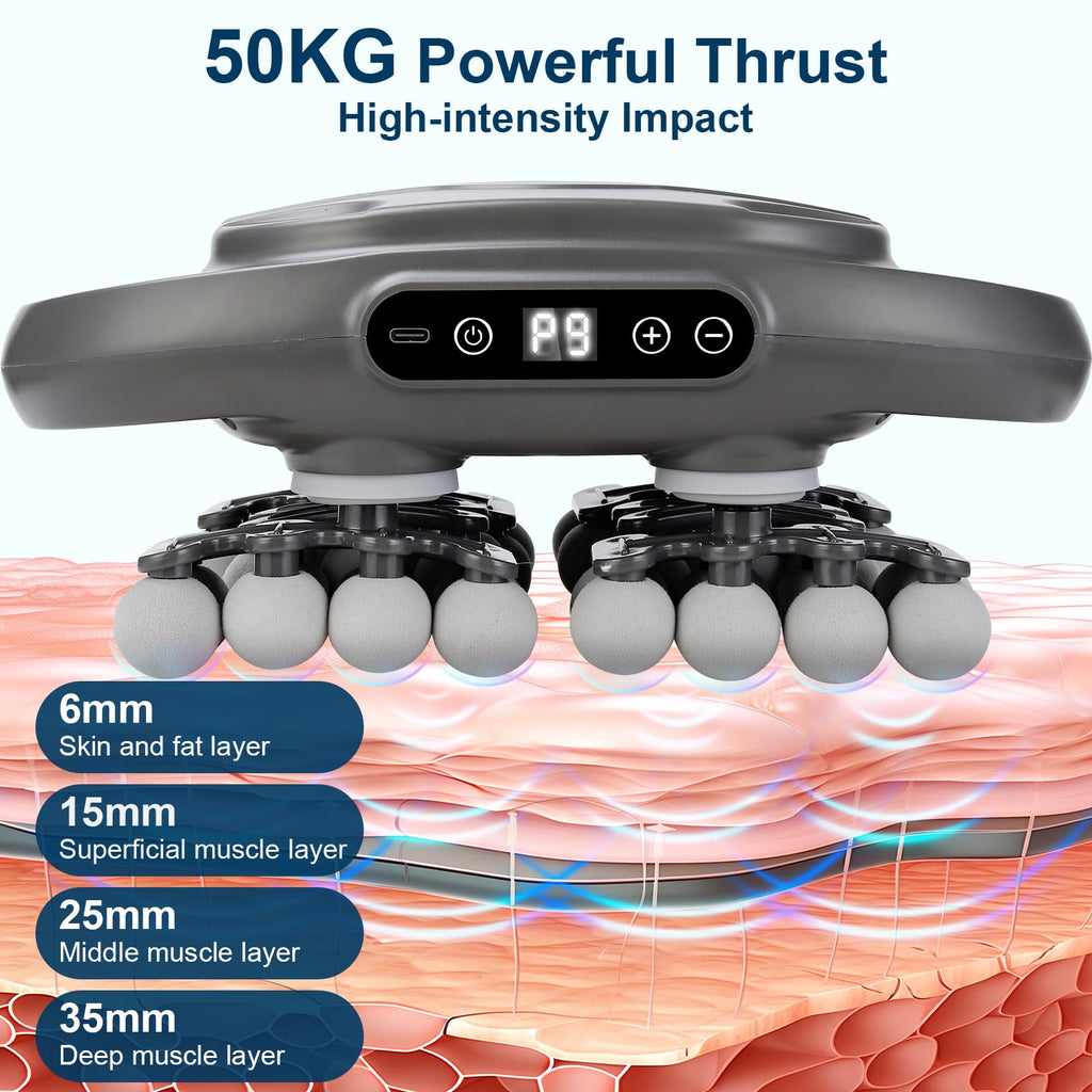 IeBilif Massage Gun, 42 Head Foot Back Neck Shoulder Massager with 9 Adjustable Multi-Modes & Intensities, Fascia Gun for Athlet