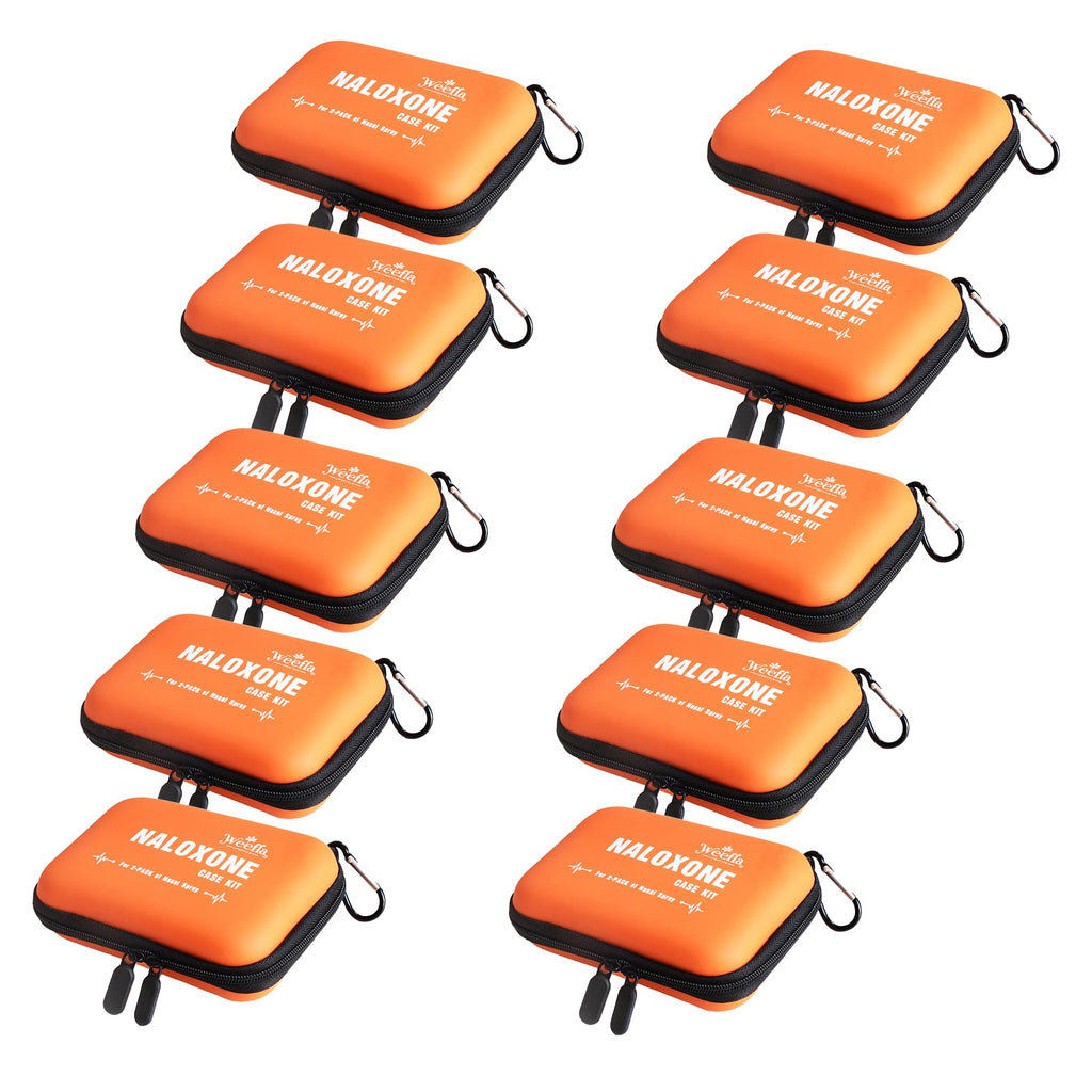 weefla 10 Empty Naloxone Carry Case Kit, Fits 2 Pack Nasal Sprays, for Opioid Overdose Emergency, Hard Shell & Splash Resistant,