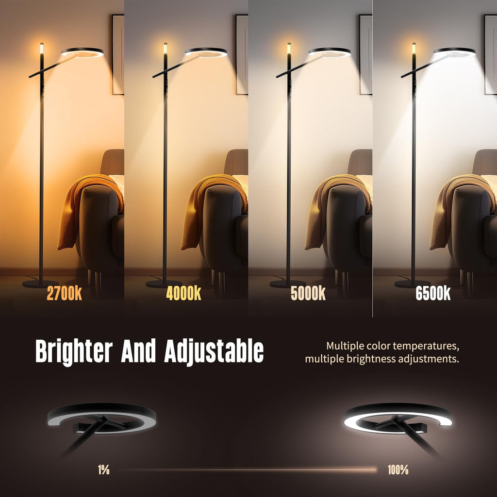 GLOWRIUM-H1 Smart Light Therapy Lamp 10000 Lux, LED UV-Free Sun Lamp, Full Spectrum Happy Natural Mood Therapy, Stepless Dimmabl