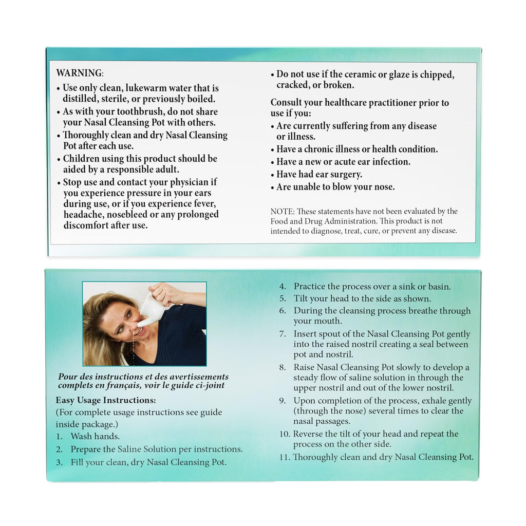 ANCIENT SECRETS Neti Pot Sinus Rinse - Nasal Cleansing Pot, Nasal Irrigation, Dishwasher-Safe, Ergonomic, No-Leak Ceramic Neti P