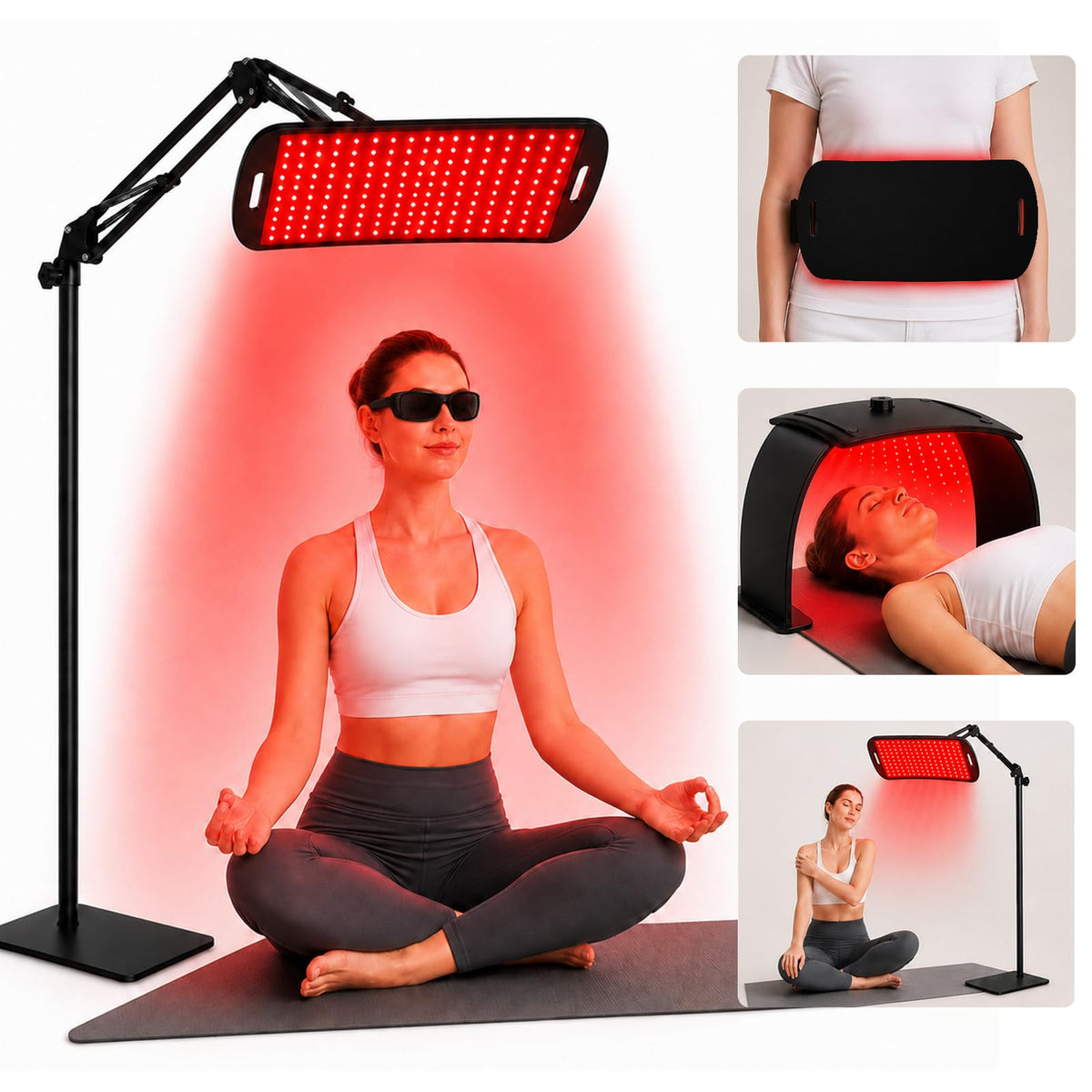 HRIOYAN 3in1 Red Light Therapy Lamp for Face & Body, 360 LEDs 660nm Red Light & 850nm Near Infrared Light Therapy Panel, Weara