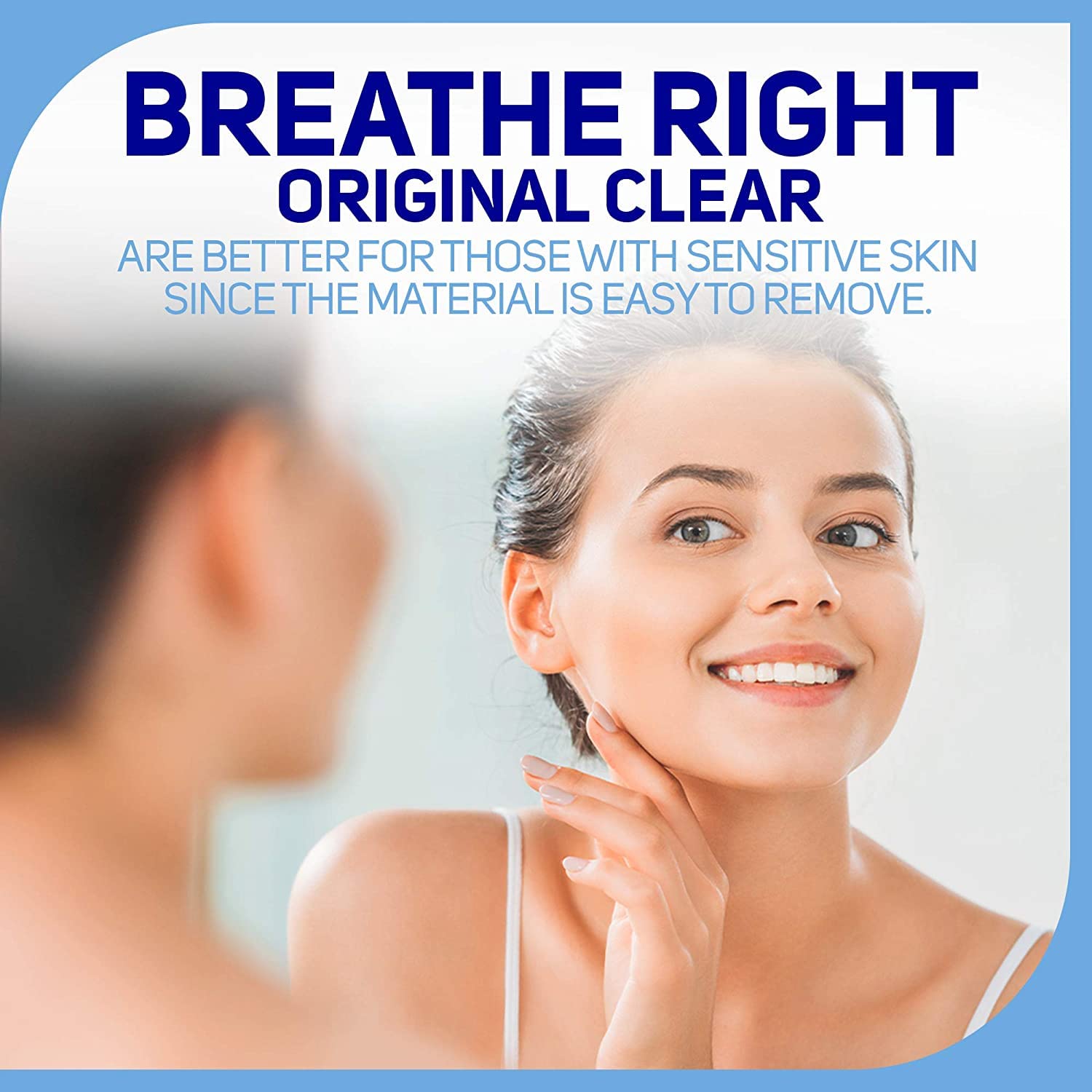 Breathe Right Nasal Strips for Sensitive Skin, Large, Clear, 30 Strips