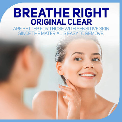 Breathe Right Nasal Strips for Sensitive Skin, Large, Clear, 30 Strips