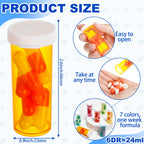 Honeydak 70 Pcs Empty Pill Bottles with Caps Weekly Plastic Prescription Bottles 7 Color Medicine Container with Lids for Pills