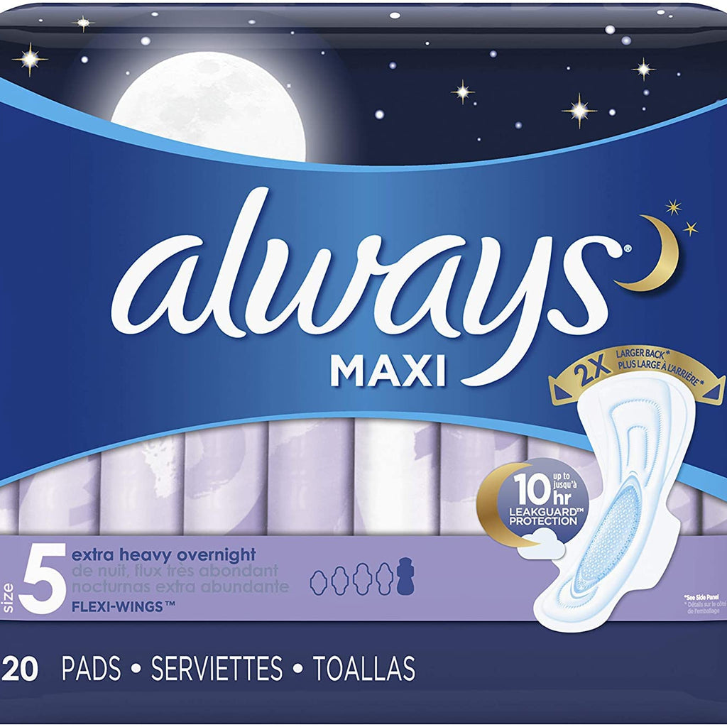 Maxi Overnight Extra Heavy Flow with Wings Unscented Pads