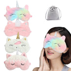 4 Pcs Cute Sleep Mask Animal Sleep Mask Soft Plush Blindfold Eye Covers for Sleeping Women Girls Kids