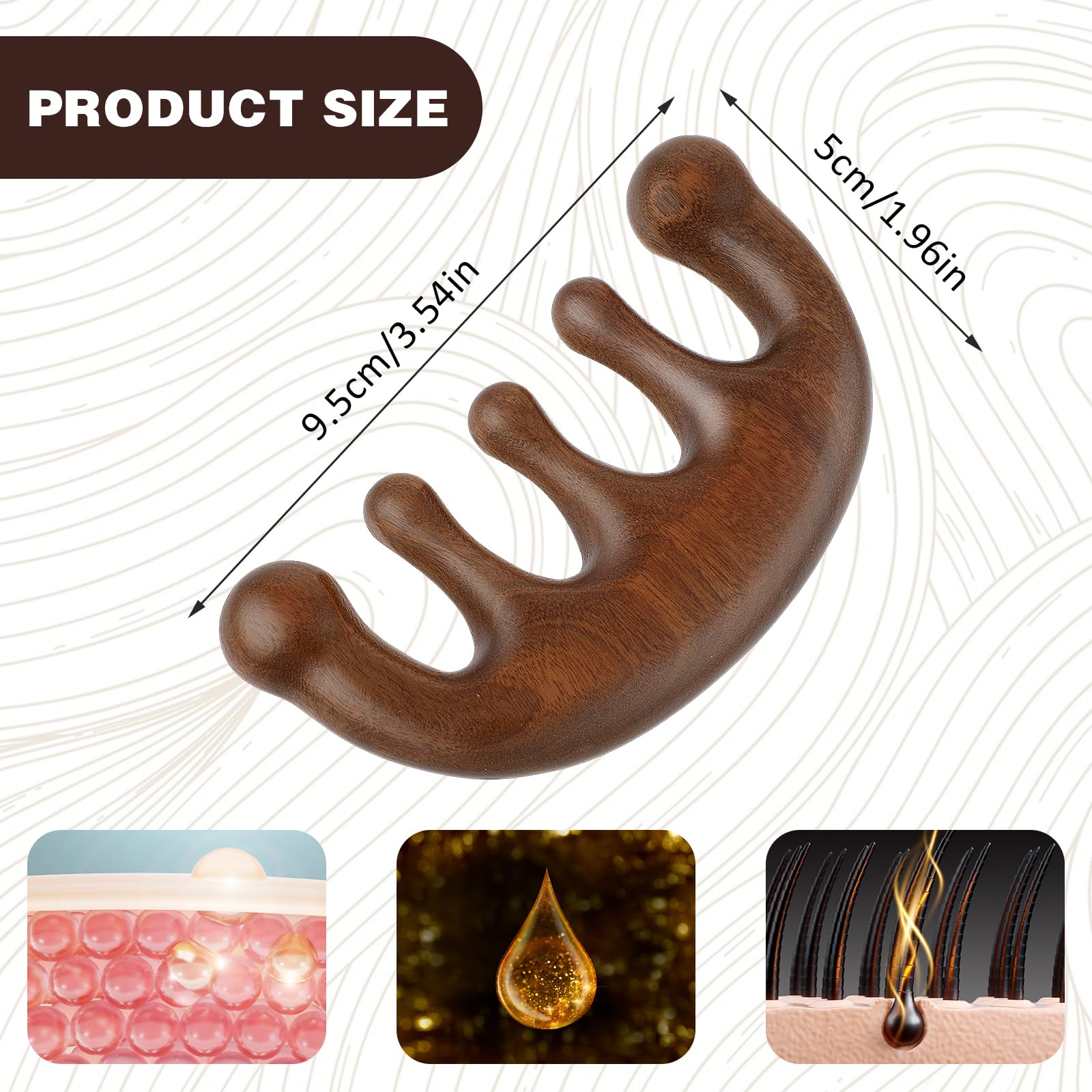 Lusofie Wooden Scalp Massage Comb Natural Wood Comb Wide Tooth Hair Comb Head Massage Tool Meridians Scalp Massage Gua Sha Comb