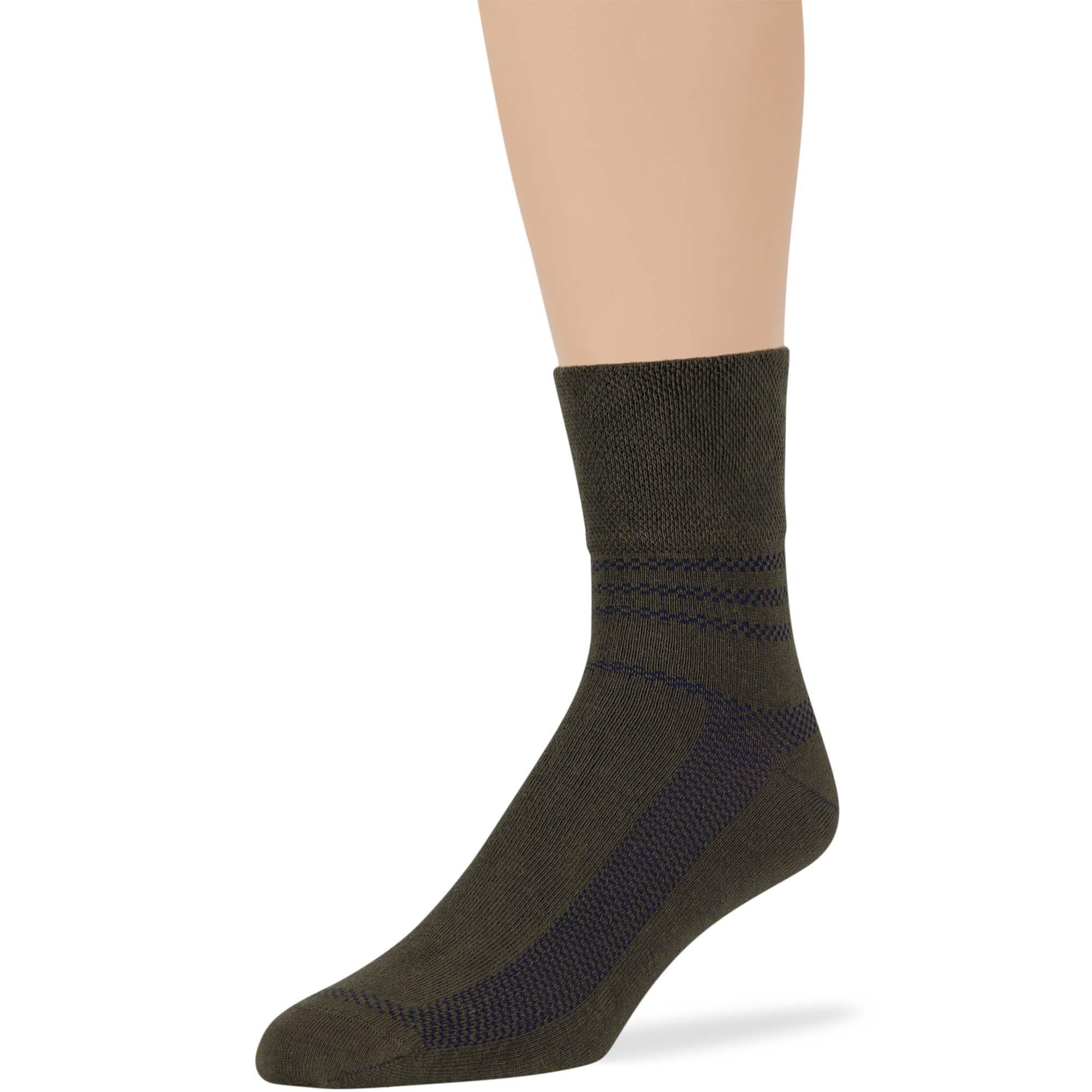 7BigStars Men Novelty Diabetic Loose Cotton Quarter Socks - 5 Pack Big Tall - Stripe Pattern - Sock Size 13-15 Shoe Size 12-15 X