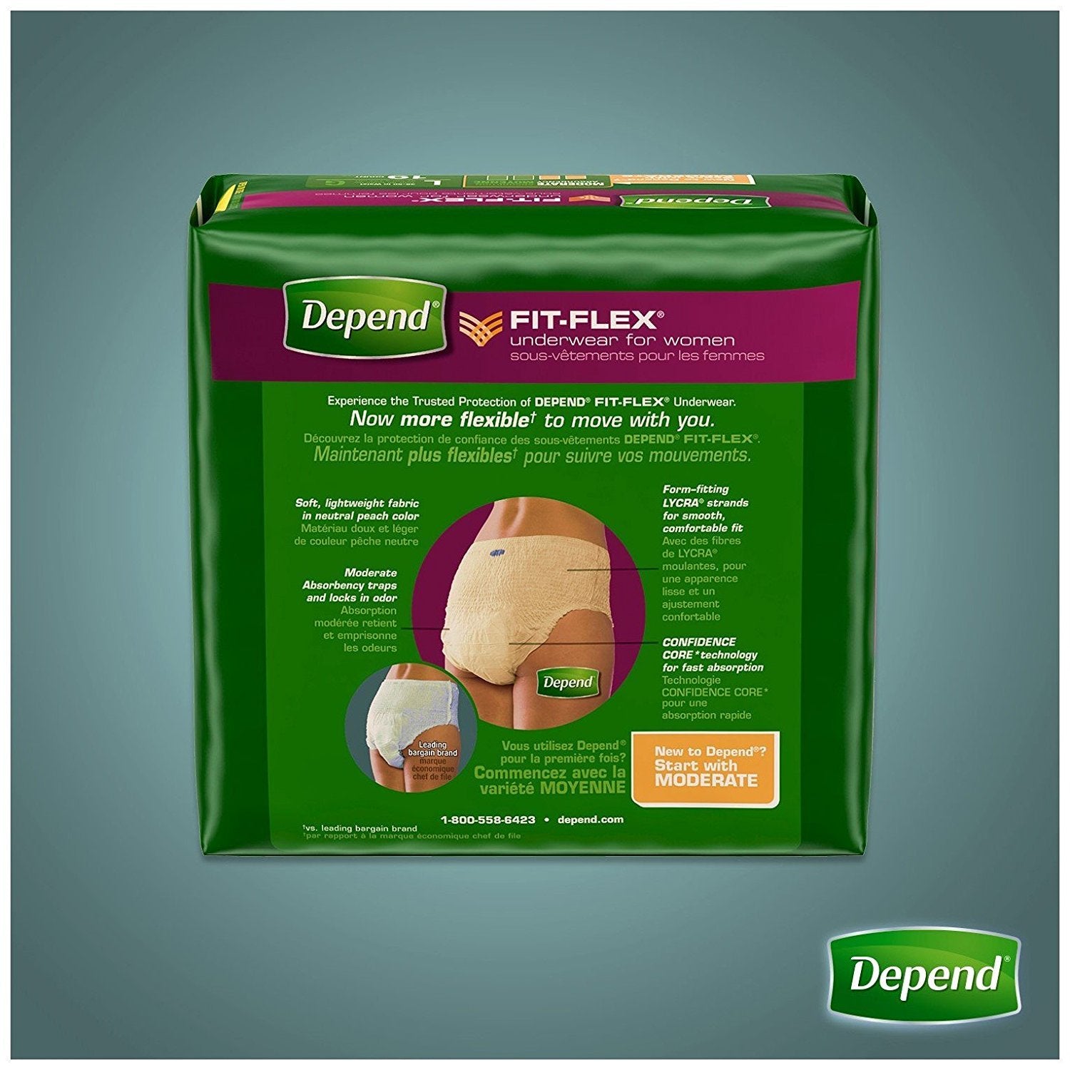 Depend FIT-FLEX Incontinence Underwear for Women, Disposable, Maximum Absorbency, Large, Blush, 52 Count (2 Packs of 26) (Packag