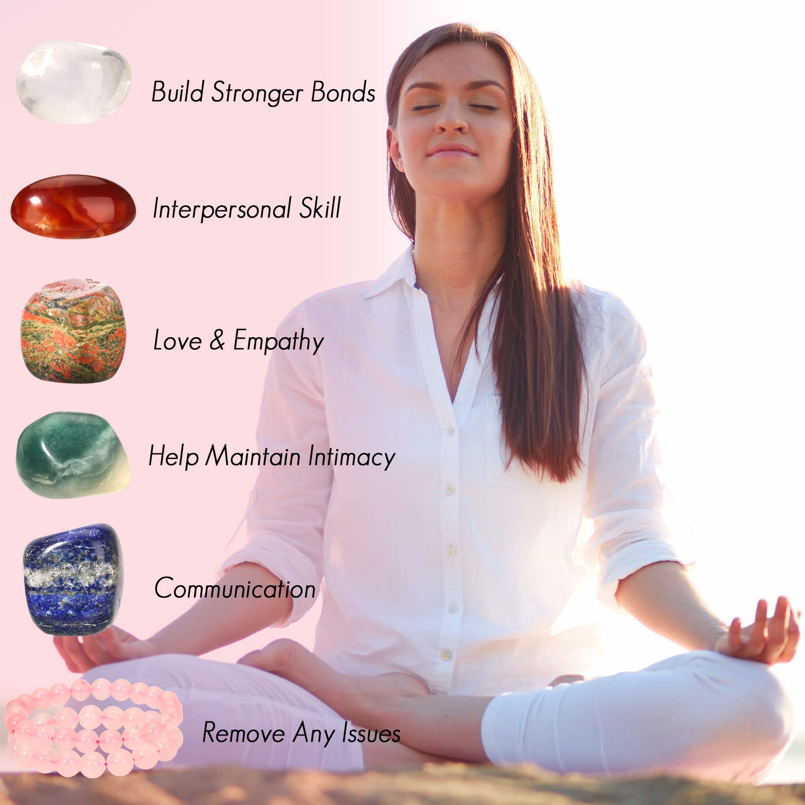 Qiancannaor crystals and Healing Stones Set for Friendship and connection, Spiritual crystals and gift for Metaphysical, Witchcr