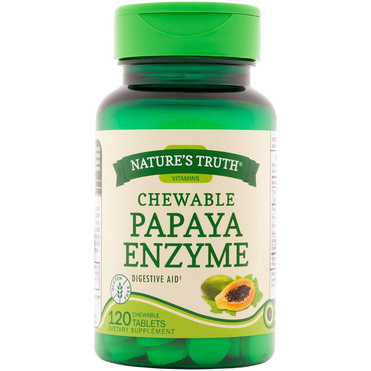 Nature s Truth Chewable Papaya Enzyme - 120 Tablets, Pack of 4