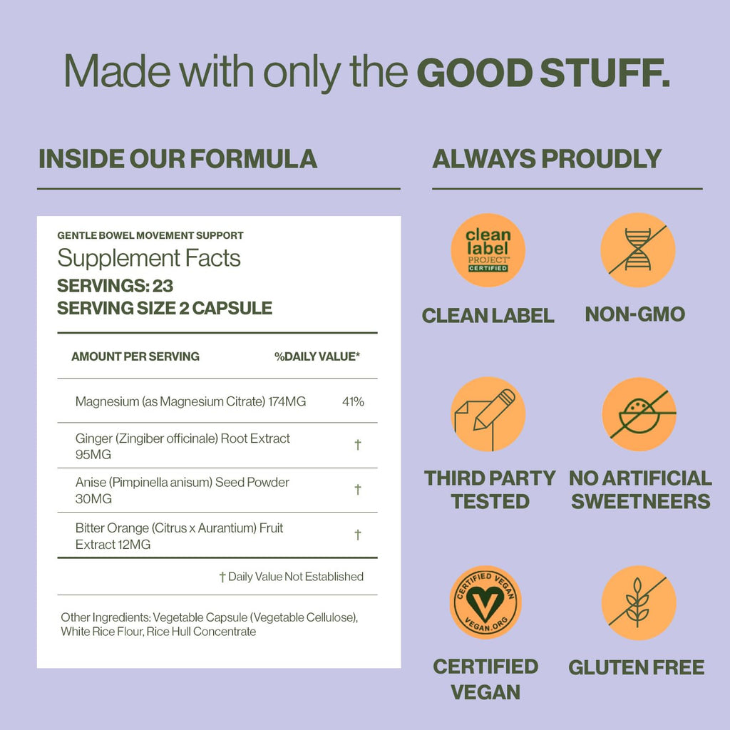 Hilma Gentle Bowel Movement Supplements with Magnesium Citrate, Natural and Gentle Laxatives for Constipation w/Magnesium Citrat
