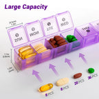 2-Pack Large Weekly Pill Organizer,Vitamin Pill Box Organizer 7 Day with Big Compartments, Am Pm Pill case for Travel,XL Medicin